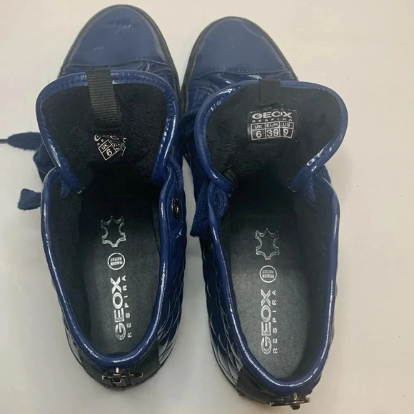 GEOX Quilted Hi Top Sneakers Cobalt Blue Size 9 Waterproof - Picture 11 of 14